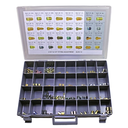 Ags 3/16 and 1/4 Tube Nut, Union, Adapter Fitting Assortment, 32 SKU BLFA-10